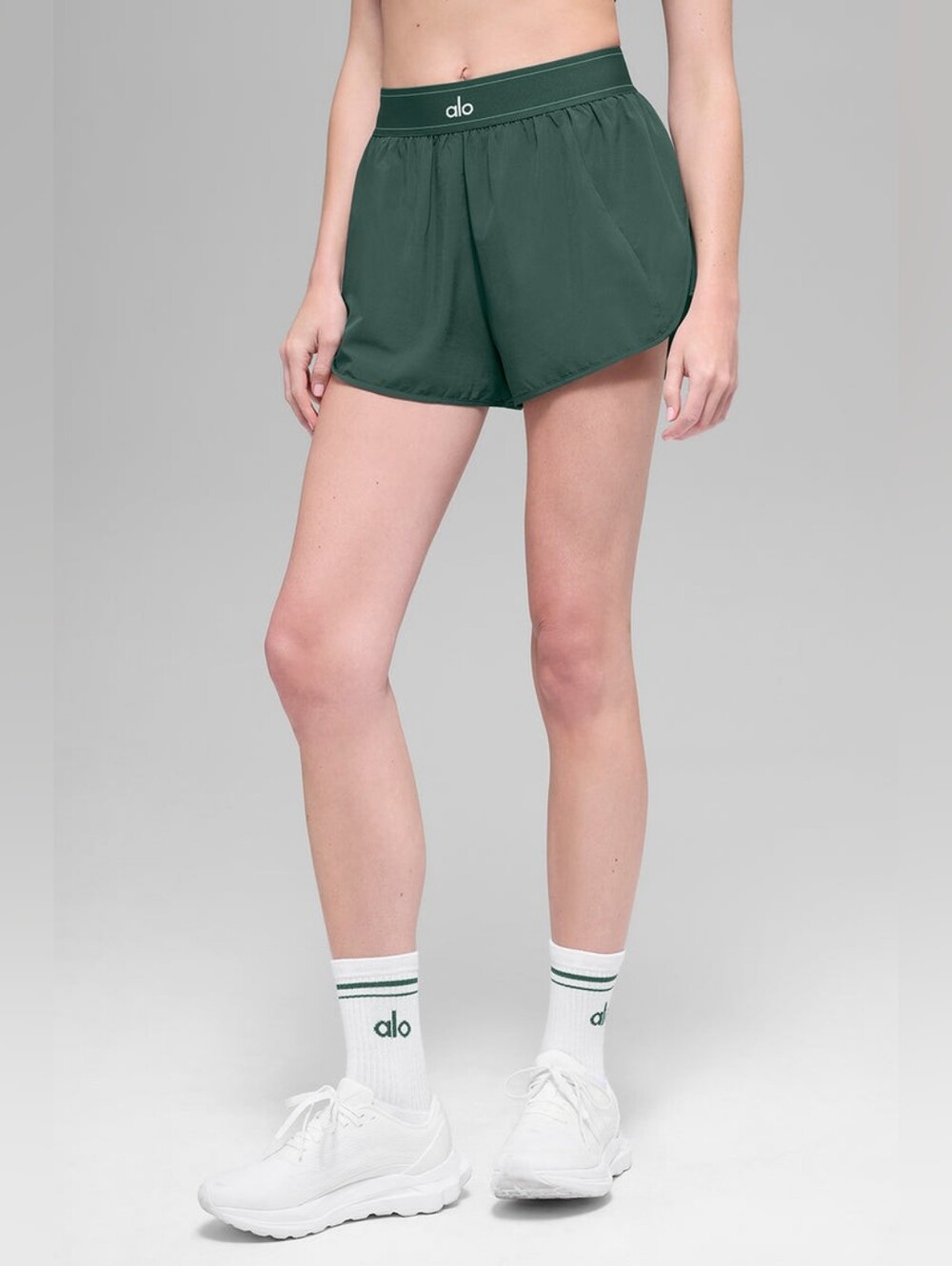 ALO Yoga Match Point Women's Dark Green Athletic Shorts